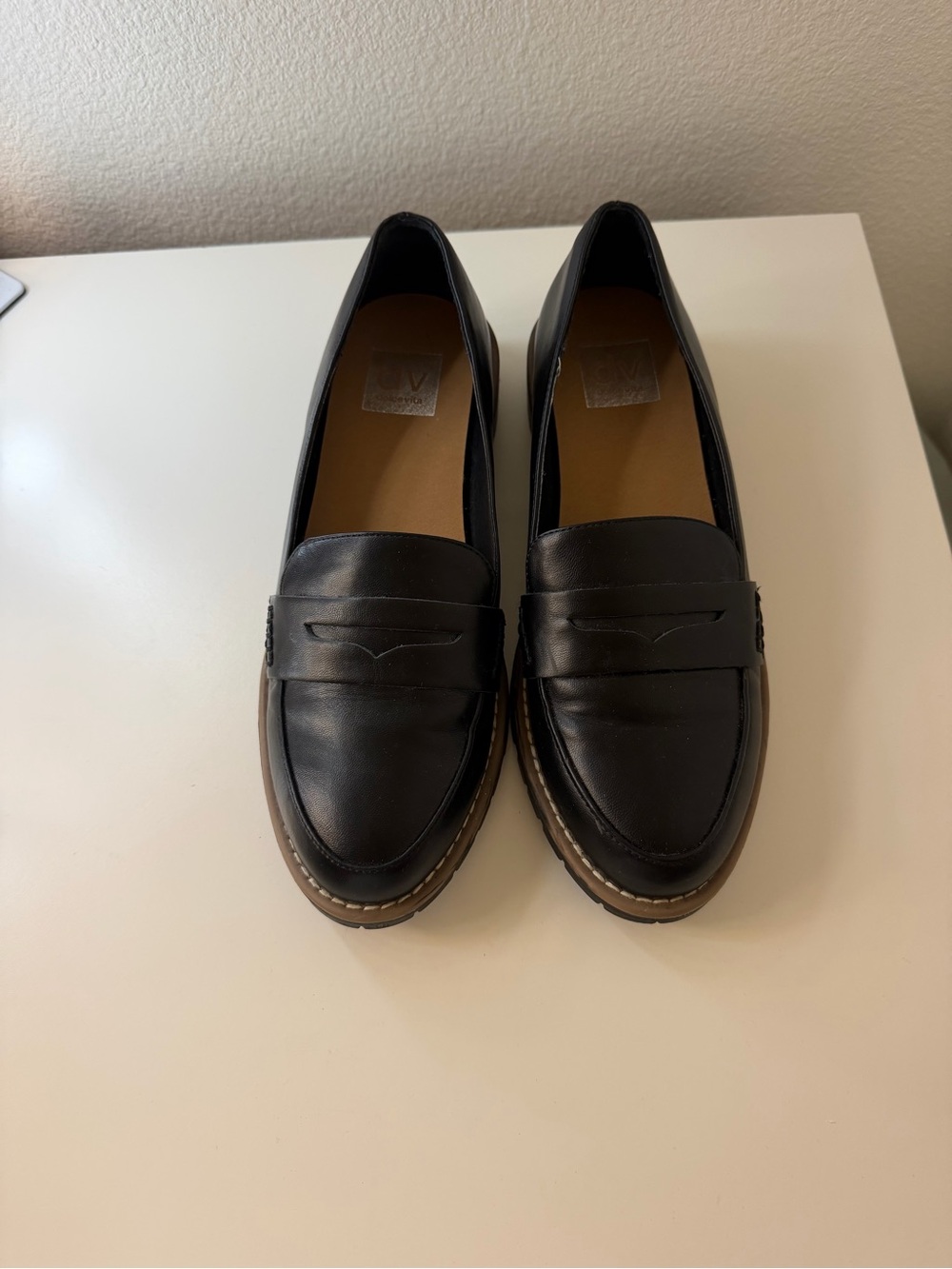 Dolce Vita Black Leather Penny Loafers for Women (SIZE 8)